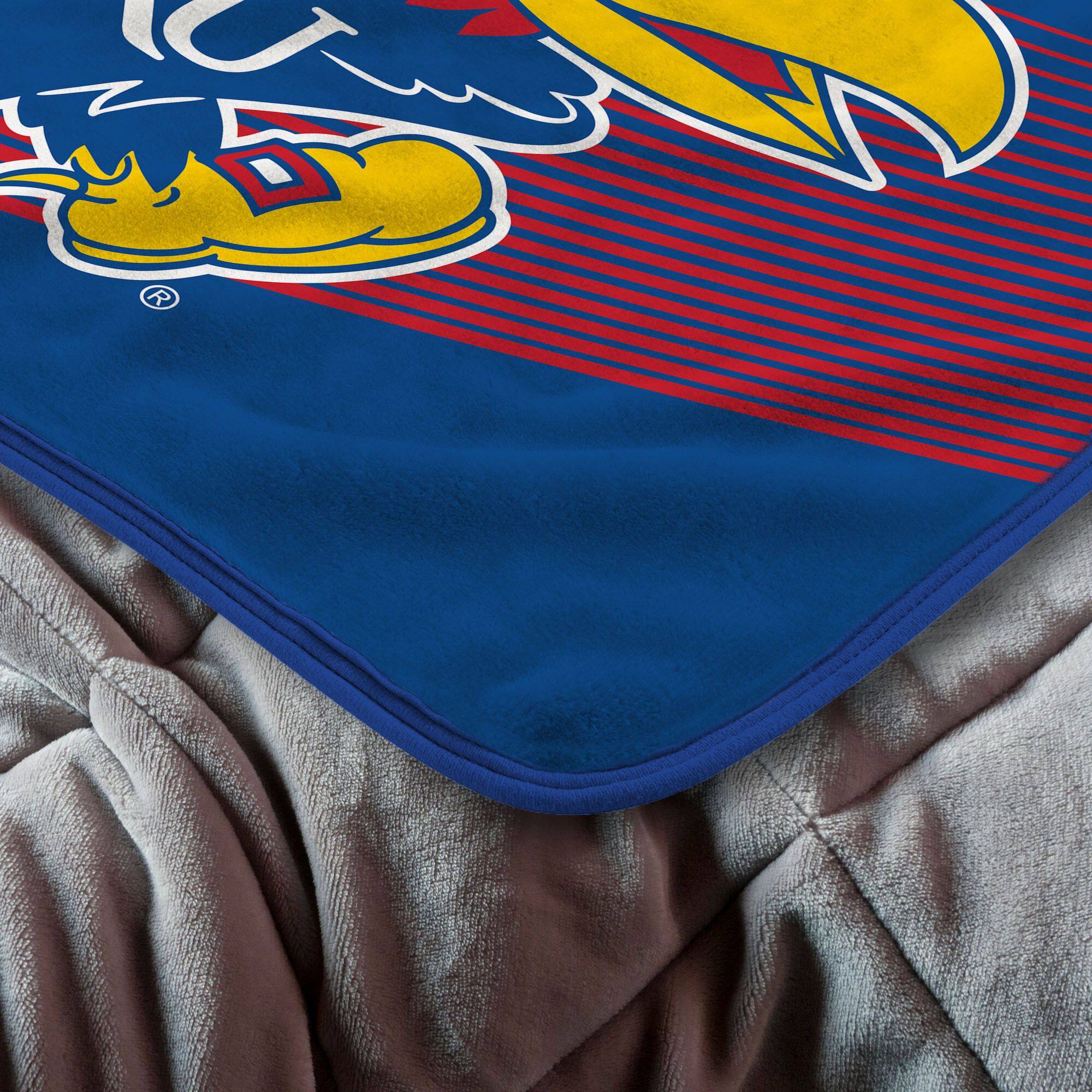 Back. Sweet Home Collection - NCAA Kansas Jayhawks 60" x 80" Raschel Throw Blanket - Blue.