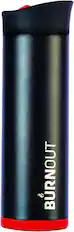 Front. BURNOUT - Temperature Regulating 16 oz. Smart Mug - Slide Seal Lid - Black with Red Bottom.