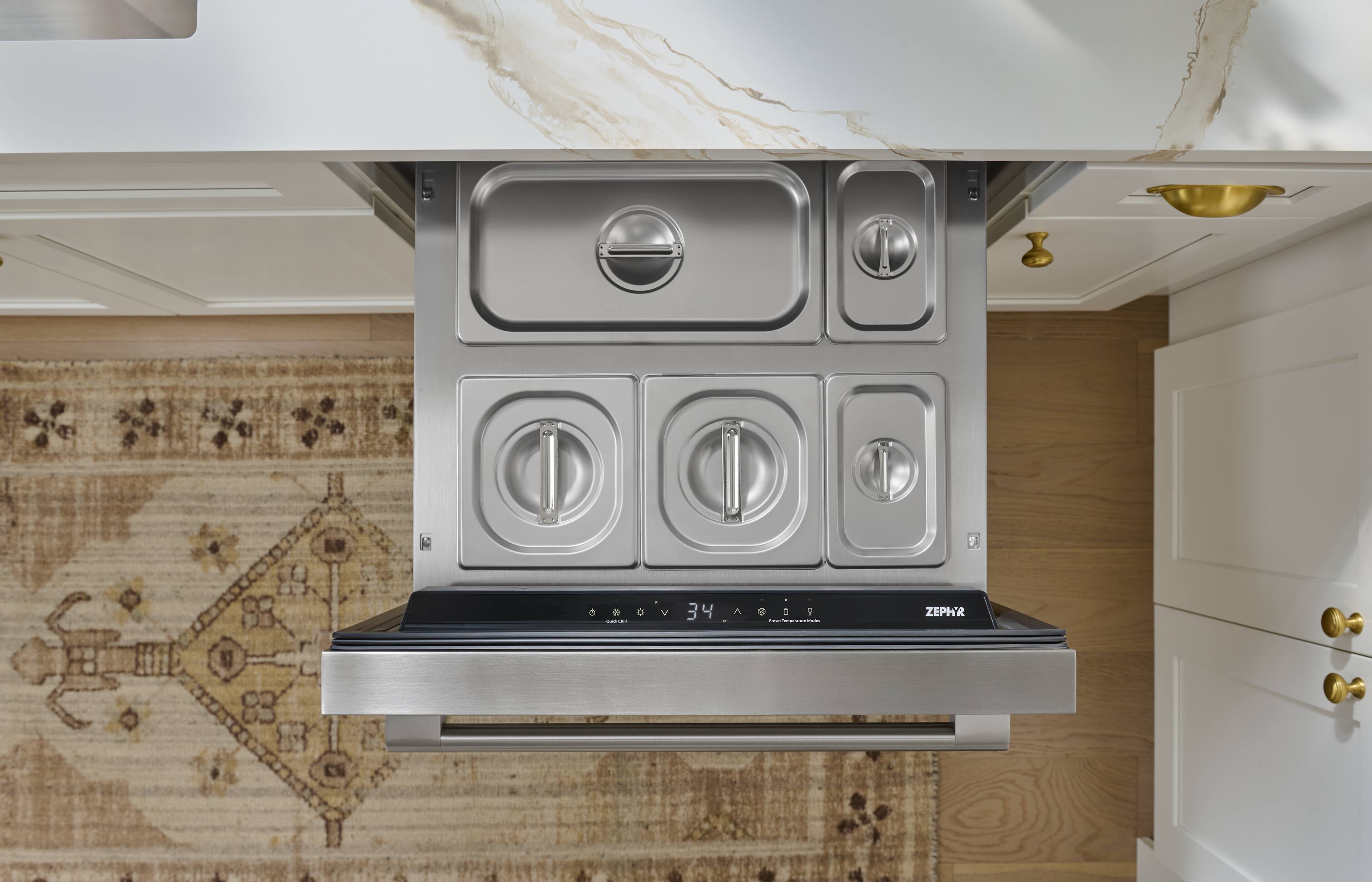 Alt View 2. Zephyr - Drawer Pan Kit for Zephyr Refrigerator Drawers - Stainless Steel.