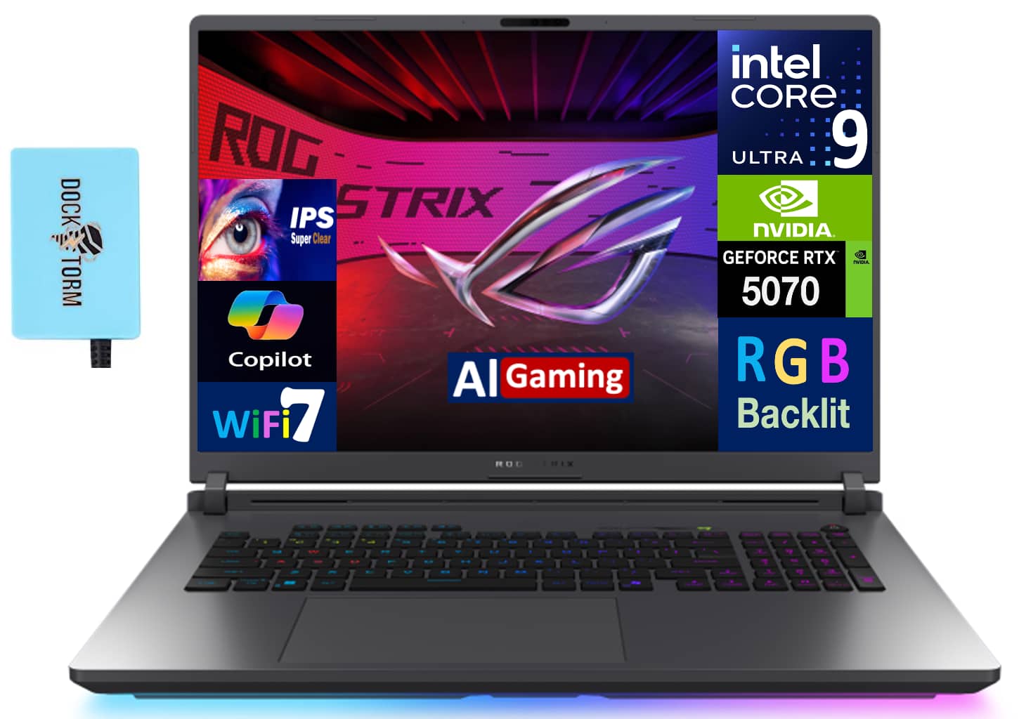 ASUS - ROG Strix G18 Laptop 18 WQXGA Display (Ultra 9- 275HX, 32GB, 1TB SSD, GeForce RTX 5070, Win 11 Pro) w/USB Hub - Gray