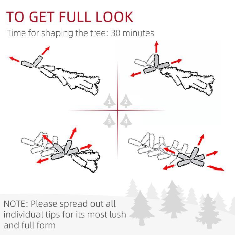 TO GET FULL LOOK  
Time for shaping the tree: 30 minutes

1  
2  
3  
4  

NOTE: Please spread out all individual tips for its most lush and full form