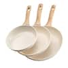 Front. VEVOR - Aluminum Frying Pan Set, Nonstick Ceramic Skillets, 3 Sizes (8, 9.5, 11 in), Durable Cookware - Light Apricot.