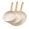 VEVOR - Aluminum Frying Pan Set, Nonstick Ceramic Skillets, 3 Sizes (8, 9.5, 11 in), Durable Cookware - Light Apricot