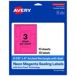 Avery - Avery® Sealing Labels, 5-7/8" x 4", Neon Magenta, 30 Total - Pink