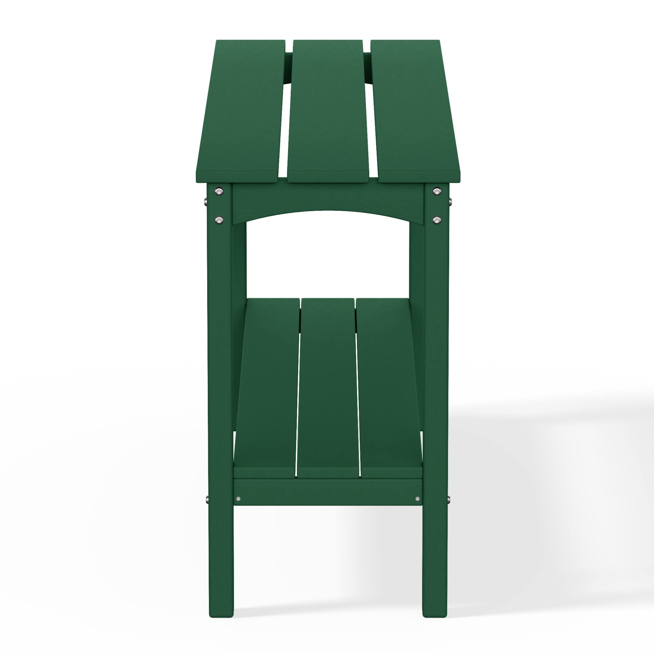 Back. WestinTrends - WestinTrends Malibu 55" Outdoor Patio HDPE Adirondack 2-Tier Shelf Console Table - Dark Green.