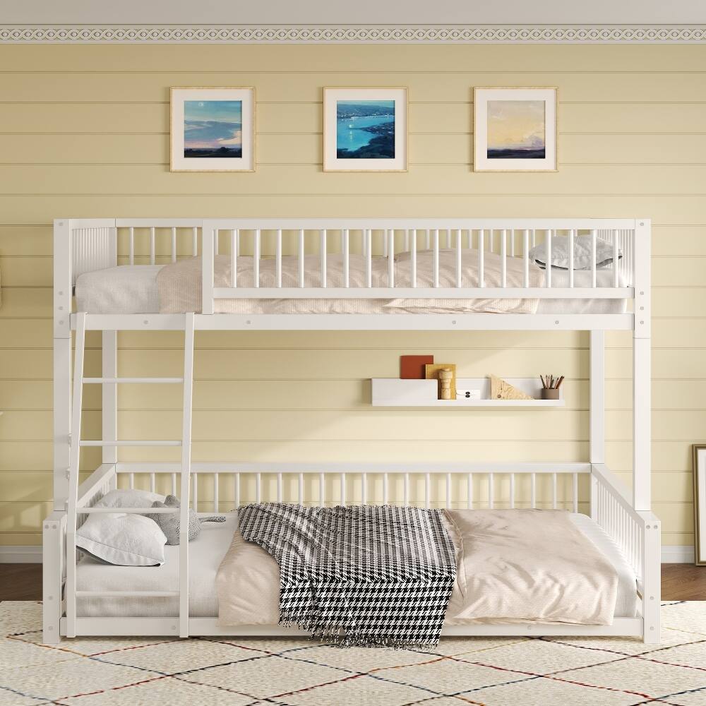 Left. Loheer - Loheer Full XL Over Queen Bunk Bed Heavy Duty Metal White - White.