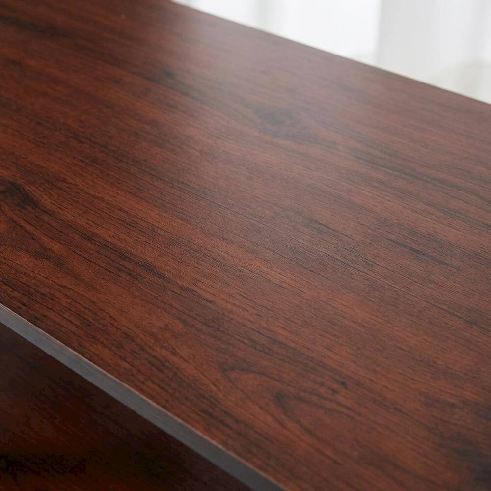 Alt View 4. FurniFact - Dark Cherry TV Stand with Black Tube Frame and Composite Wood Construction - Brown.