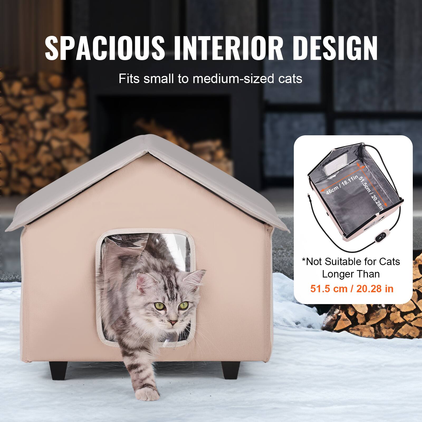 SPACIOUS INTERIOR DESIGN  
Fits small to medium-sized cats  

*Not Suitable for Cats Longer Than 51.5 cm / 20.28 in