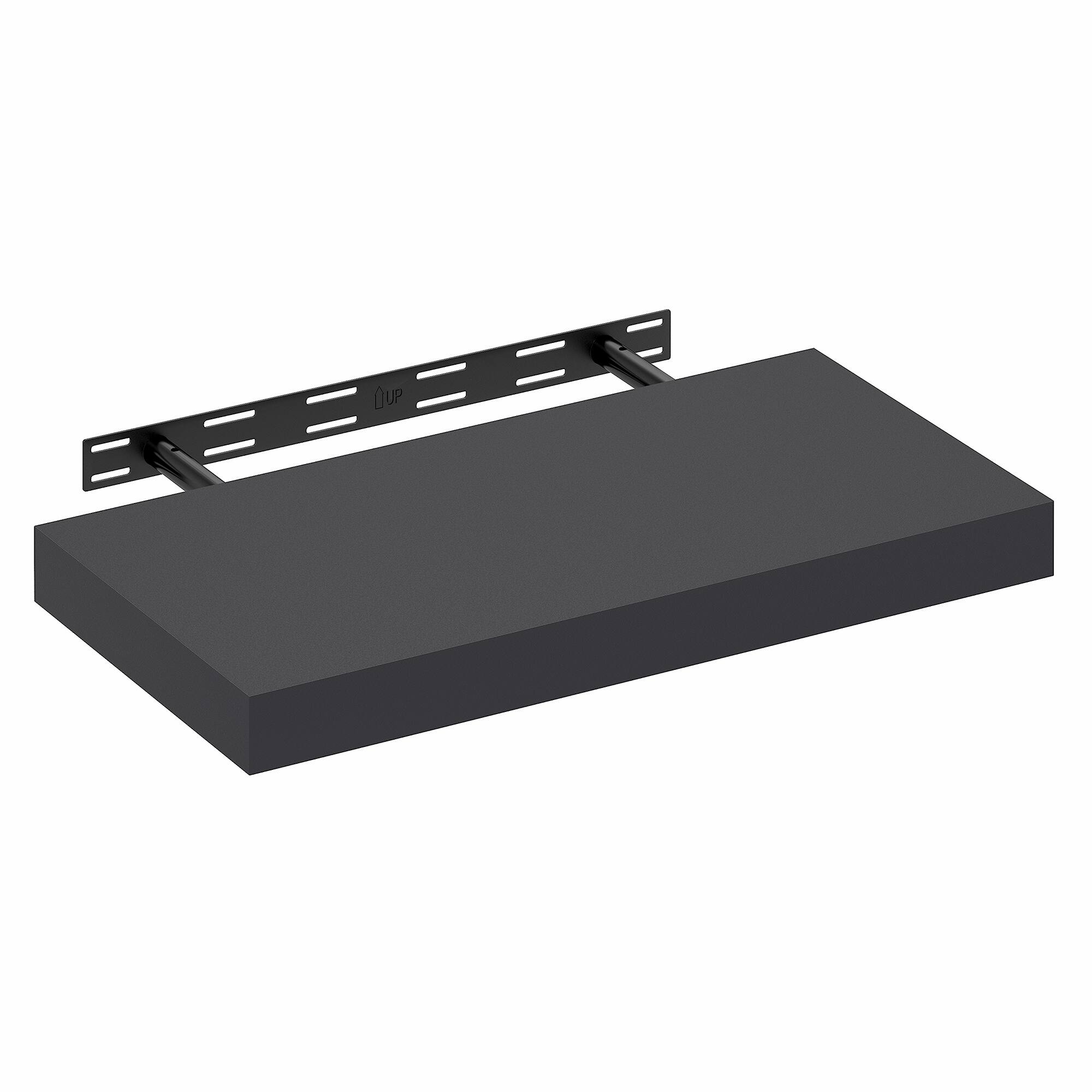Alt View 3. Furinno - TANNA Floating Shelves for Wall, 12 x 24 Wall Shelf, Wall Mounted Floating Shelf with Invisible Brackets, Thick Shelf - Americano.