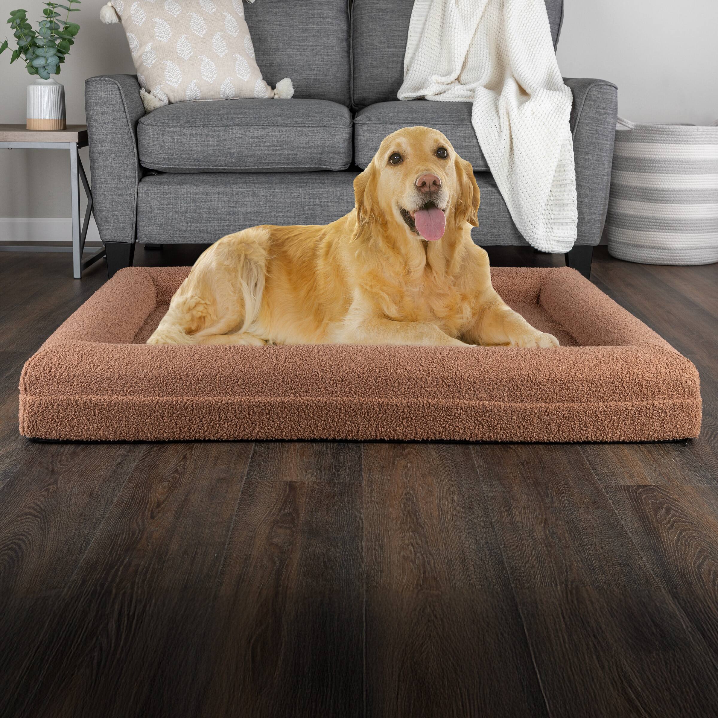 Alt View 1. PetMaker - 45in Large Dog Bed with Bolster - Brown.