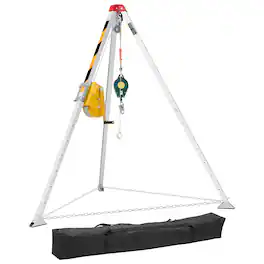 VEVOR - Confined Space Tripod Kit, Heavy Duty Rescue Tripod Lifting Hoist 1800 lbs Winch, 4.1 ft Adjustable Legs - Silver