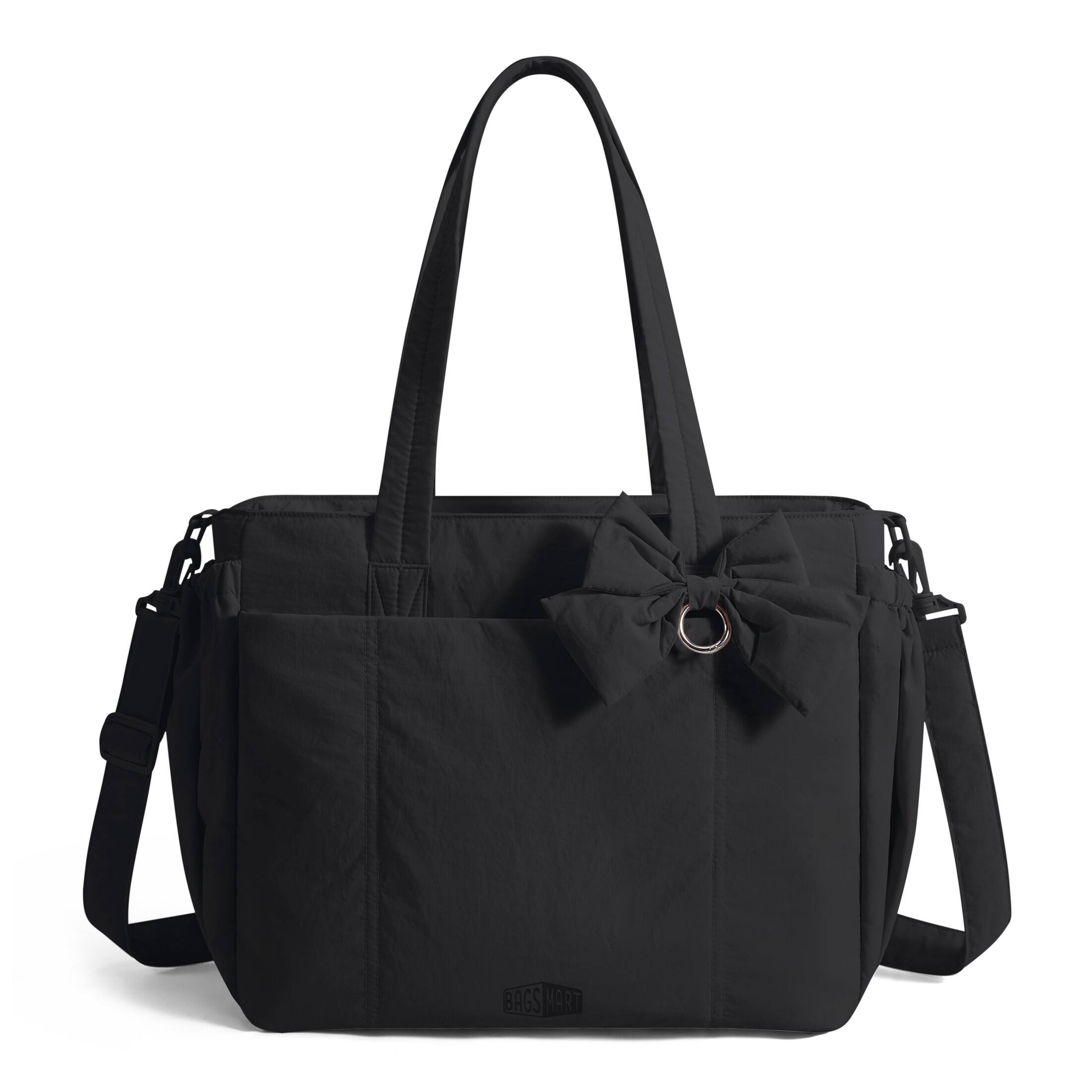 Bagsmart - Multi-Functional Diaper Tote Bag, Convertible Mommy Bag with Detachable Bottle Pouch & Changing Pad - Black