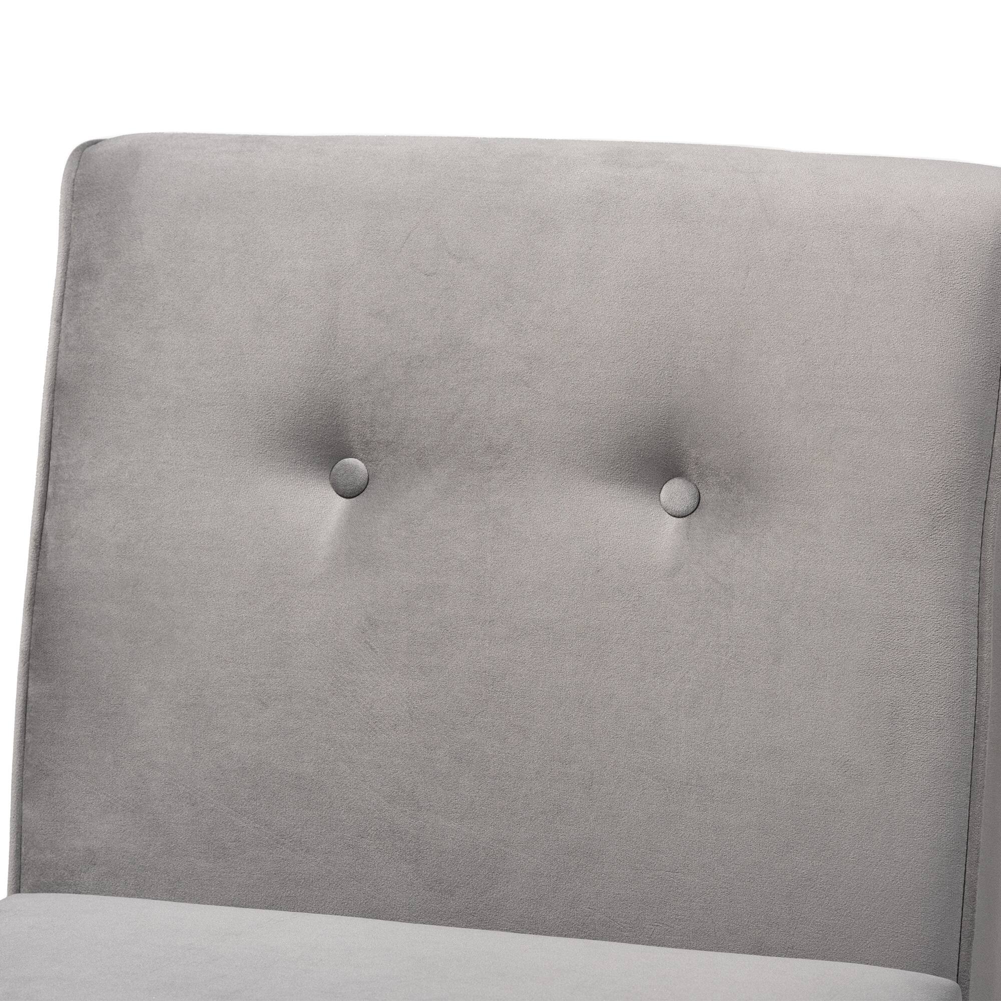 Alt View 1. Baxton Studio - Stewart Mid-Century Modern Velvet Upholstered and Finished Wood Dining Chair - Grey/Walnut Brown.