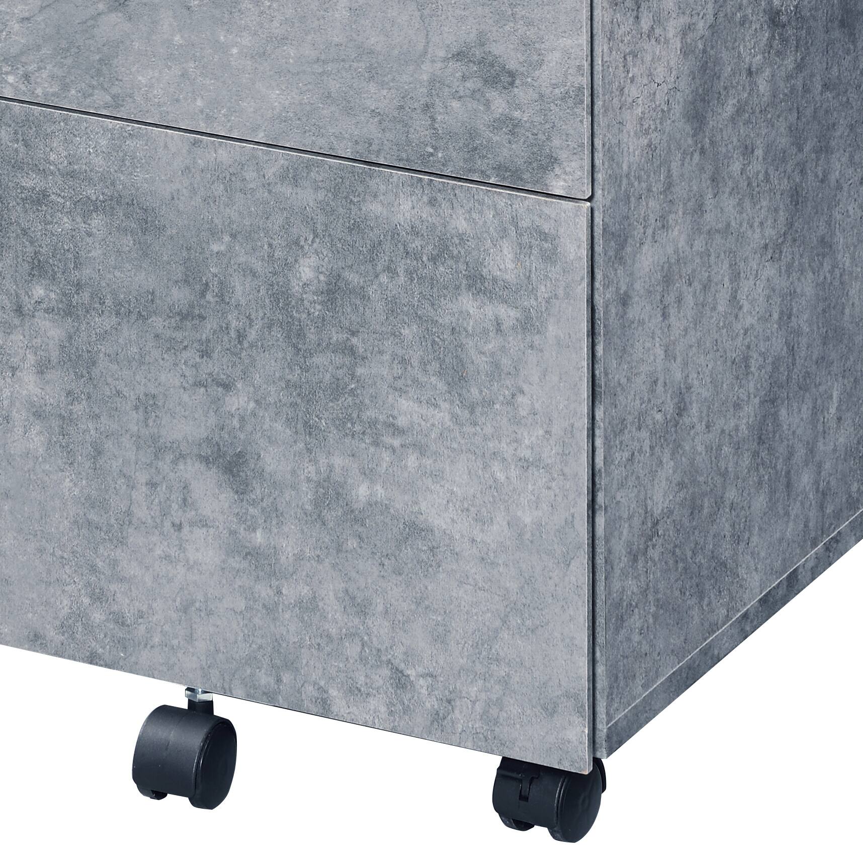Back. TinyHomie - Jurgen Faux Concrete & Silver Finish File Cabinet.