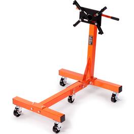 VEVOR - Engine Stand, 1500 lbs (3/4 Ton) Rotating Engine Motor Stand with 360 Degree Adjustable Head, Cast Iron Folding Motor - Black;Orange