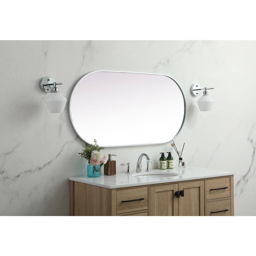 Alt View 4. Elegant Decor - Metal Frame Oval Mirror 24x48 Inch in Silver - Silver.