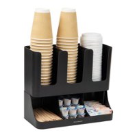 Mind Reader - Cup and Condiment Station, Countertop Organizer, Coffee Bar, Kitchen, Stirrers, 13"L x 6.4"W x 11.5"H - Black - Angle_Zoom