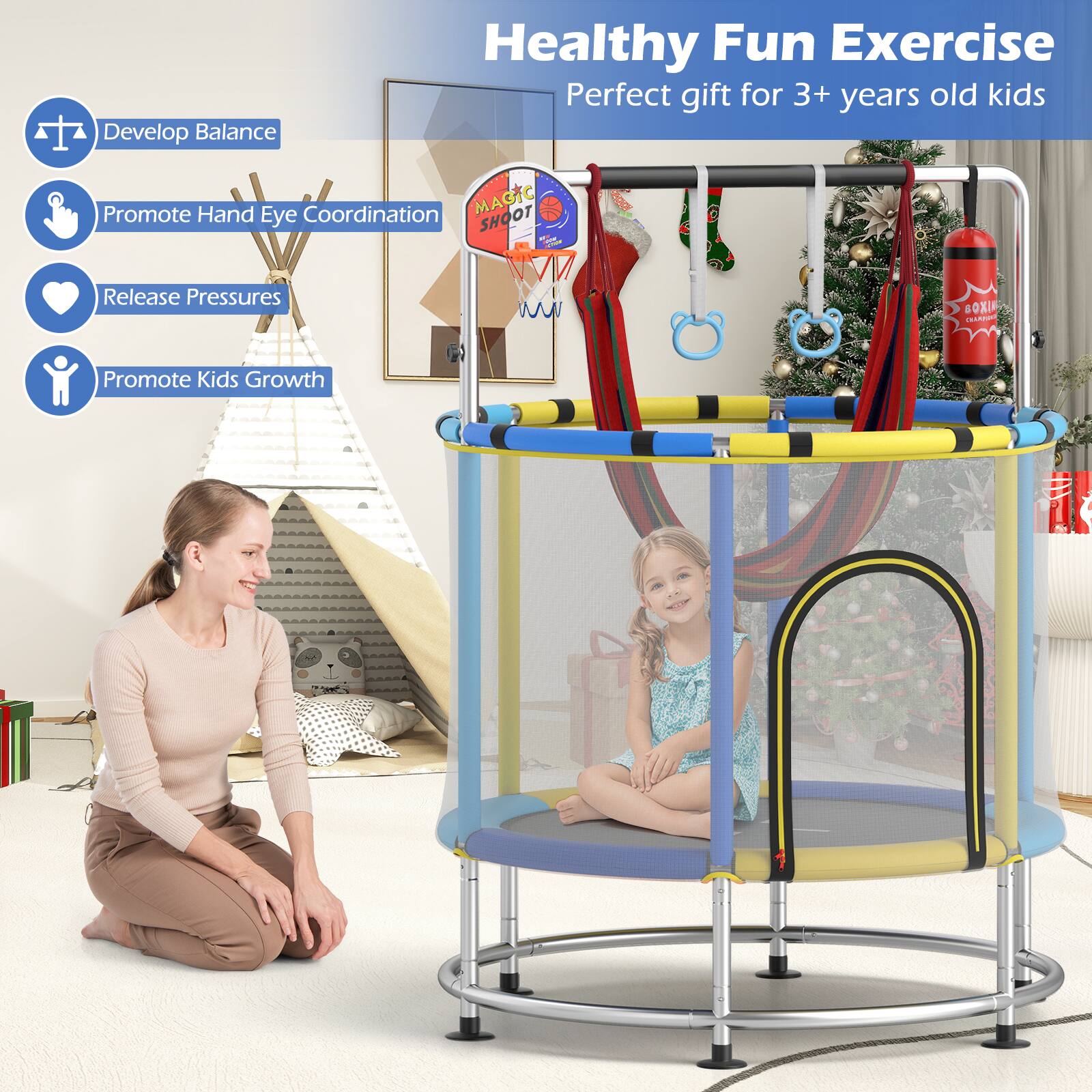 Healthy Fun Exercise  
Perfect gift for 3+ years old kids  

- Develop Balance  
- Promote Hand Eye Coordination  
- Release Pressures  
- Promote Kids Growth  

MAGIC SHOOT