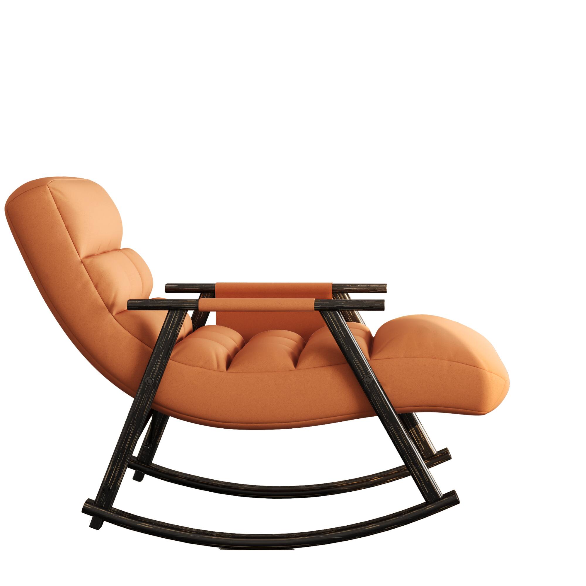 Alt View 4. GOODSILO - Adjustable High Back Casual Rocking Chair with Footrest and Side Pockets for Living Room Bedroom or Balcony - Orange.
