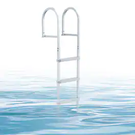 VEVOR - Removable Dock Ladder, 4 Steps, Aluminum Alloy Pontoon Boat Swim Ladder, with Non-Slip Wide PP Steps - Silver