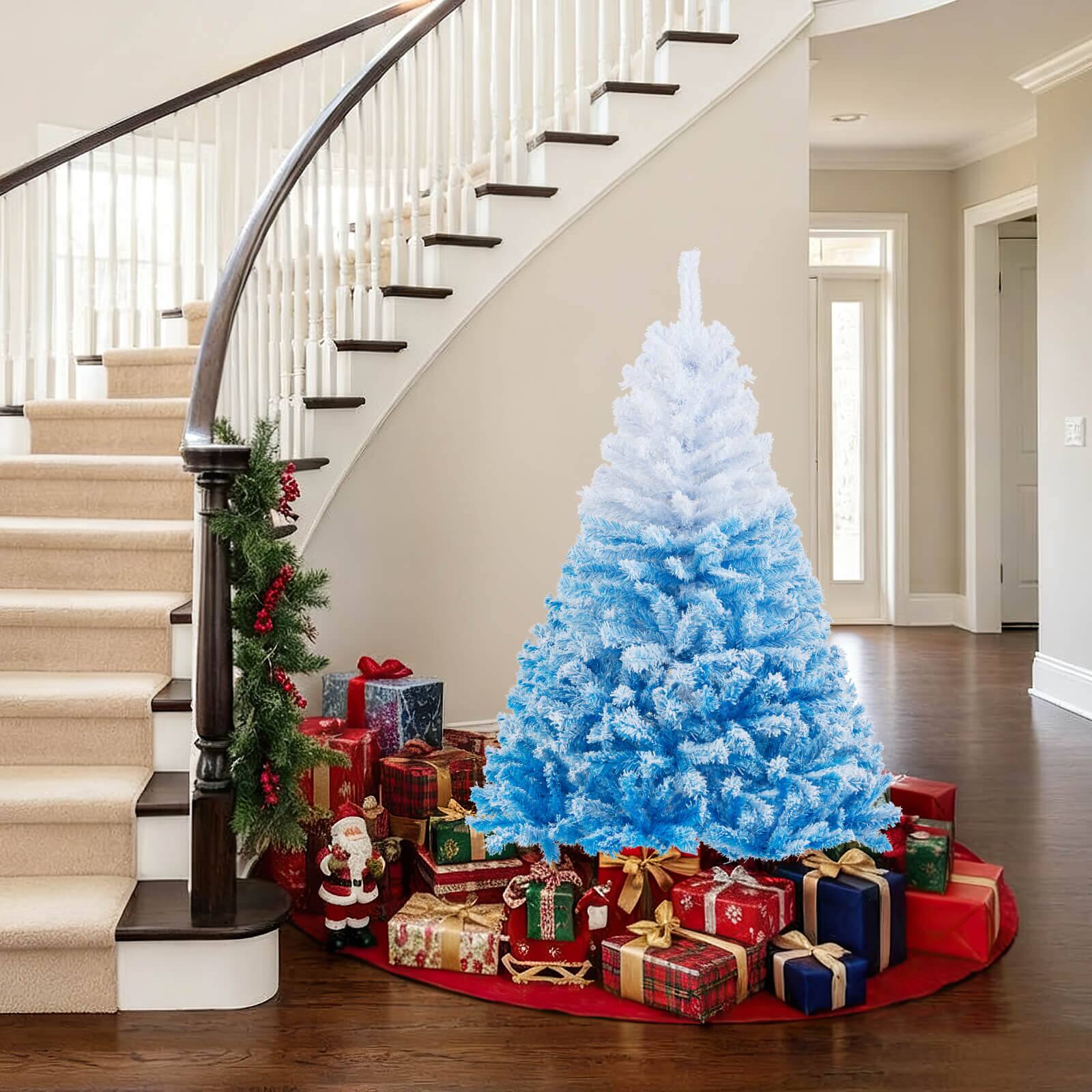 Alt View 5. Costway - Costway 5 FT Artificial Christmas Tree with 456 Branch Tips & Folding Metal Stand - Blue+White.