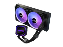 ASRock - AIO Pro 240 ARGB 27mm radiator, ARGB waterblock, ARGB Hub-lighting fan, version - Black