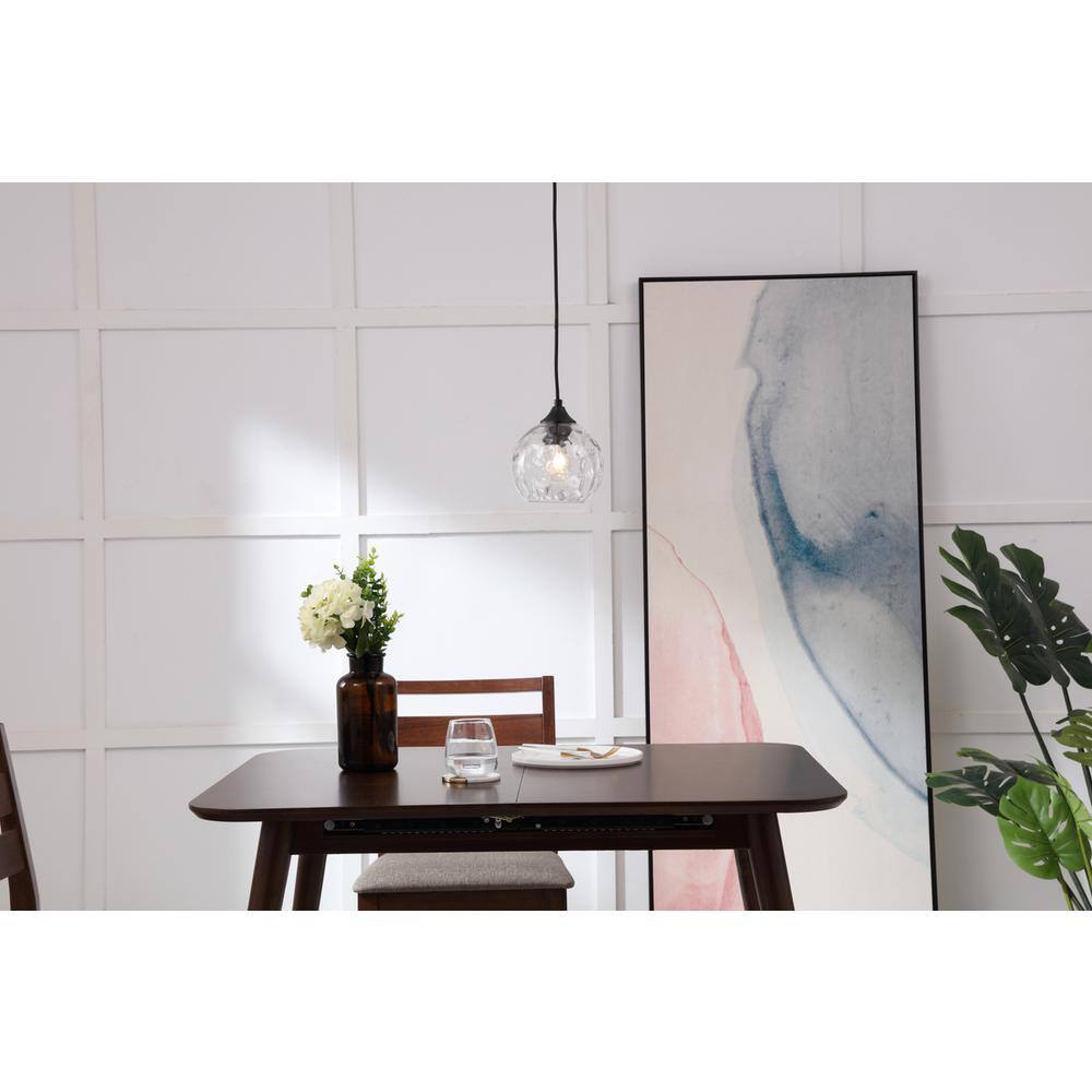 Angle. Living District - Cashel 1 light Black and Clear glass pendant - Black And Clear Glass.