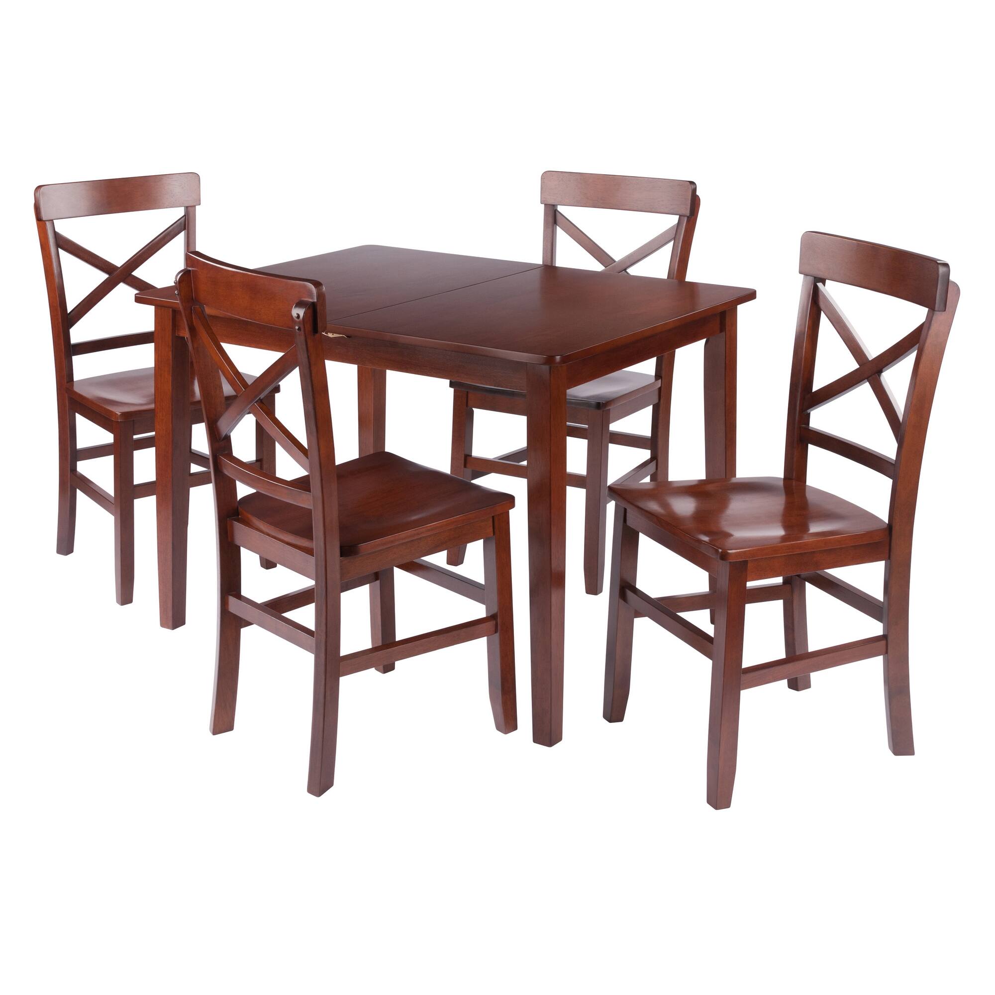 Winsome Wood - Darren 5-pc Set Dining Table w/X-Back Chairs - Walnut