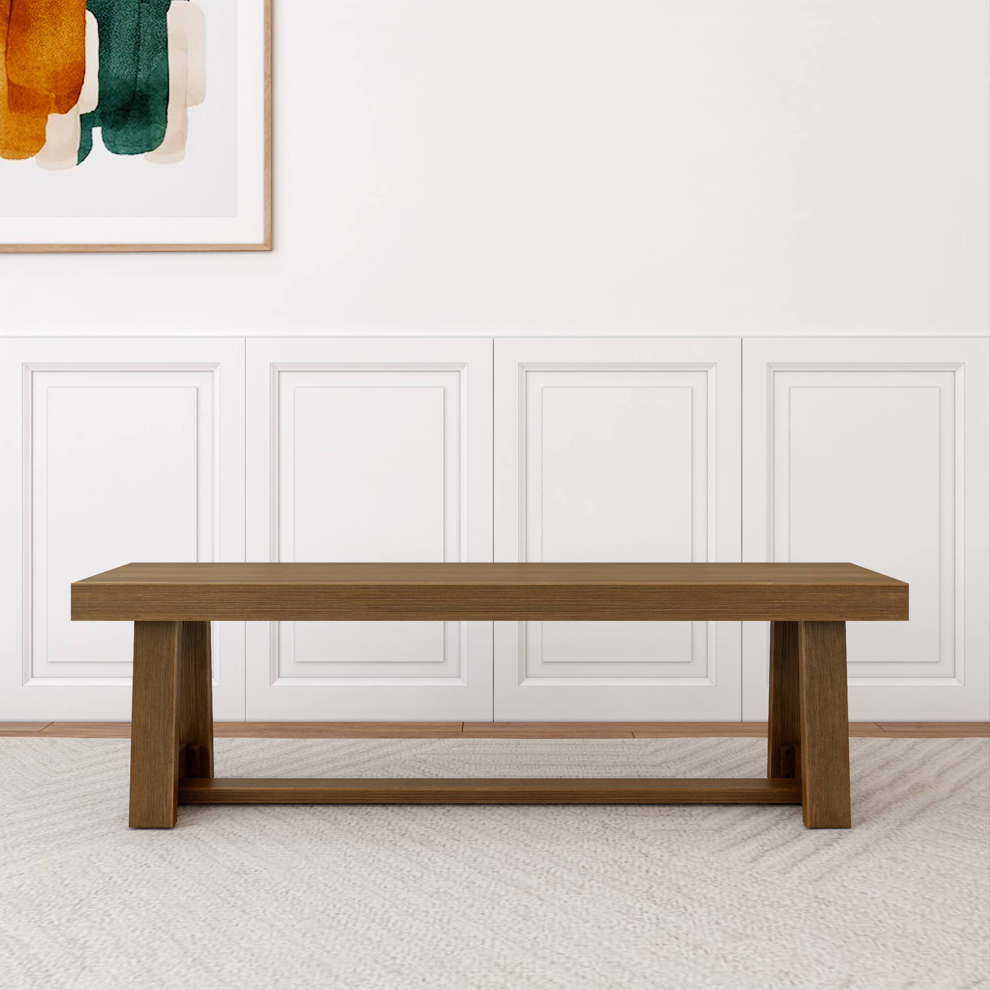 Alt View 1. Plank+Beam - Classic Dining Bench, Pecan Wirebrush - Pecan Wirebrush.