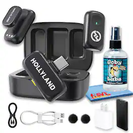 HollyView - Hollyland LARK A1 Duo USB C Dual Wireless Microphone 2 Person (Bundle) - Black
