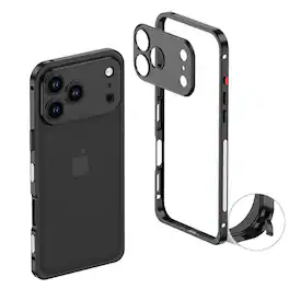 UUCOVER - Slim Metal Bumper Case for Apple iPhone 18 Pro with Metal Lens Cover, Backless Heat Dissipation Shockproof Rugged Frame - Black