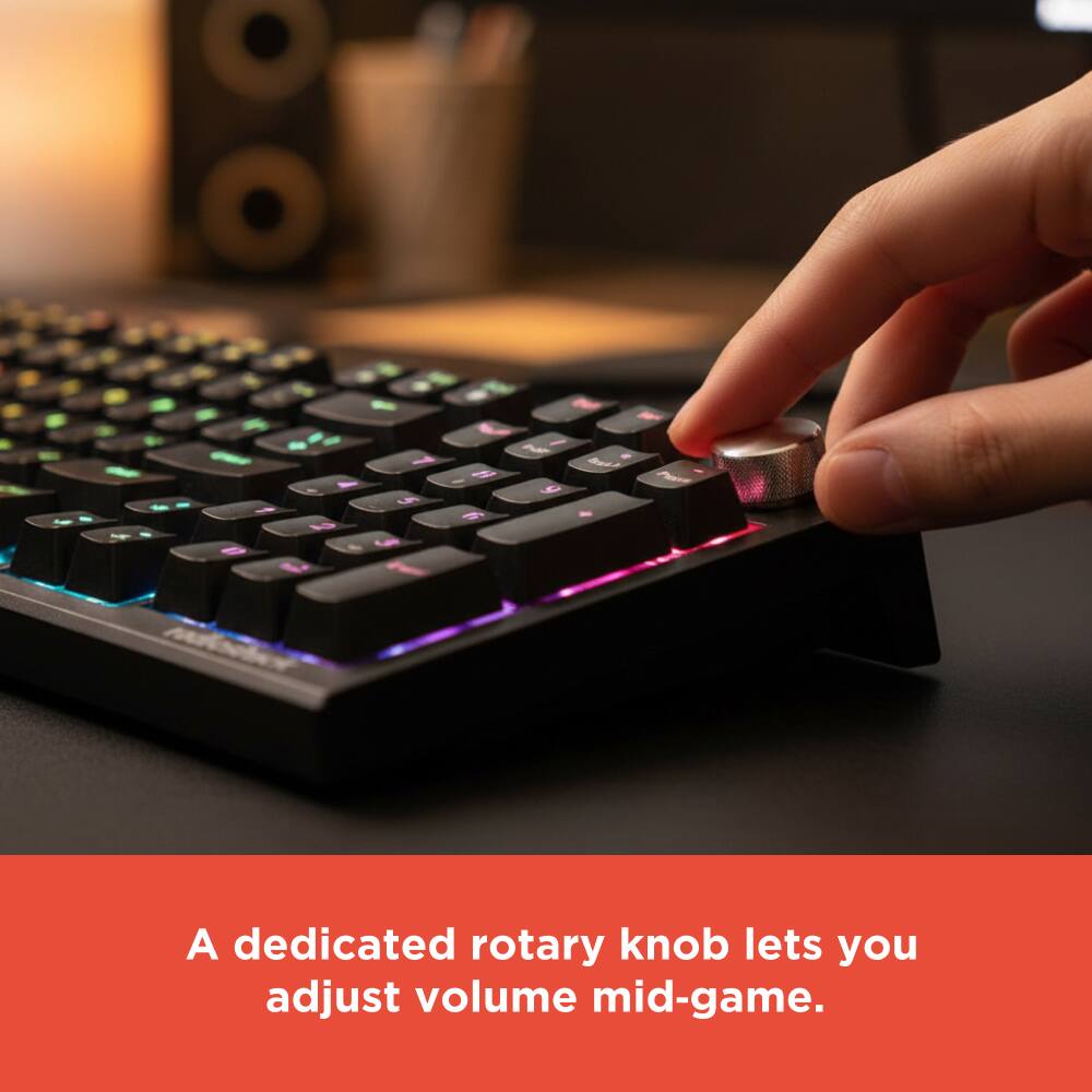 A dedicated rotary knob lets you adjust volume mid-game.