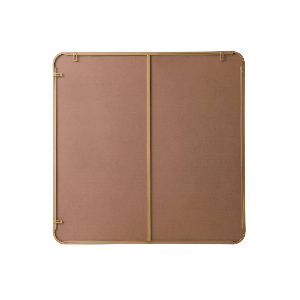 Angle. Elegant Decor - Soft corner metal rectangular mirror 36x36 inch in Brass - Brass.