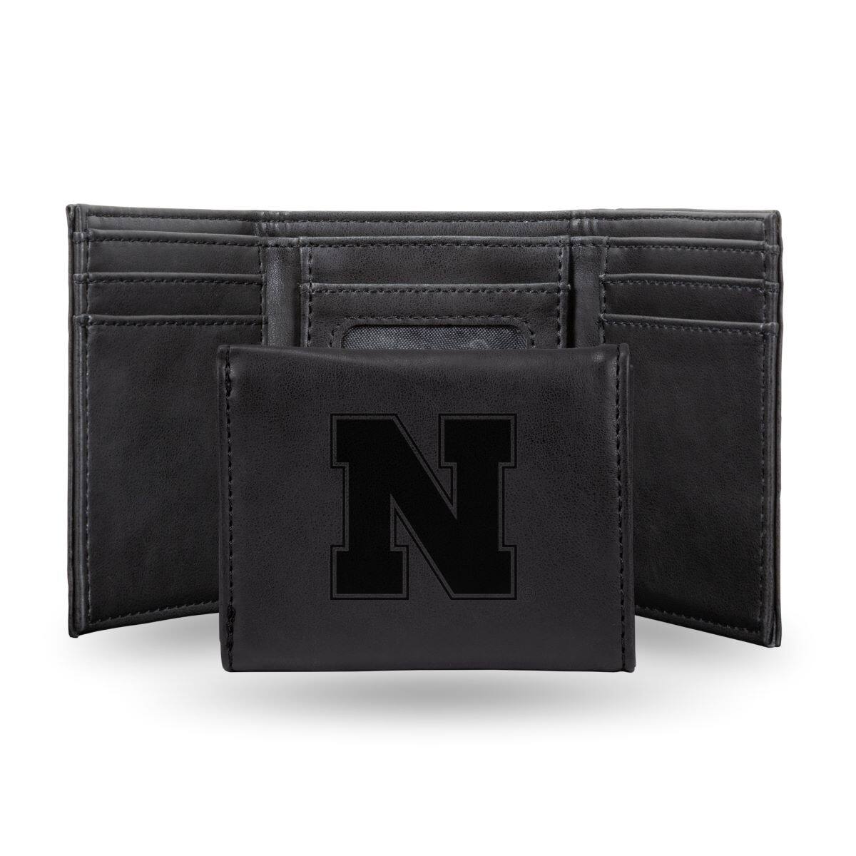 Front. Rico Industries - Nebraska Cornhuskers Black Trifold Wallet with Clear ID Window - Multi.