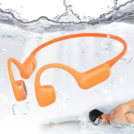 PRIMEPLUS - Bone Conduction Headphones, IPX8 Waterproof Open-Ear Bluetooth 6.0 Swimming Headset Wireless, Sports Wireless Earbuds - Orange