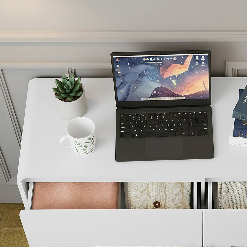 Alt View 7. Spaco - Spaco Modern 6-Drawer Dresser, Wood Chest with Storage Cabinet for Clothes, TV Stand Vanity for Bedroom, Living Room - White.