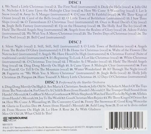 DISC 1: Christmas (vocal) (instrumental) (vocal)  
- Jolly Old St. Nicholas (vocal)  
- Came Upon Midnight (vocal)  
- Deck the Halls (vocal)  
- Here We Come A-Wassailing (vocal)  
- Away in a Manger (instrumental)  
- Come, Faithful Kings (vocal)  
- Kings of Orient (vocal)  
- Bethlehem (instrumental)  
- Three Ships (vocal)  
- Tannenbaum (Christmas Tree) (instrumental)  
- Royal David's (vocal)  
- Jingle Fantasy (instrumental)  
- Housetop (vocal)  
- The Holly and the Ivy (vocal)  
- Herald Angels (instrumental)  
- Angels from the Realms of Glory (vocal)  
- Adeste Fideles (instrumental)  
- Merry Christmas (vocal)  
- The Twelve Days of Christmas (vocal) (vocal) (instrumental)  

DISC 2: Night (vocal) (instrumental)  
- Silent Night (vocal)  
- Still, Still, Still (instrumental)  
-