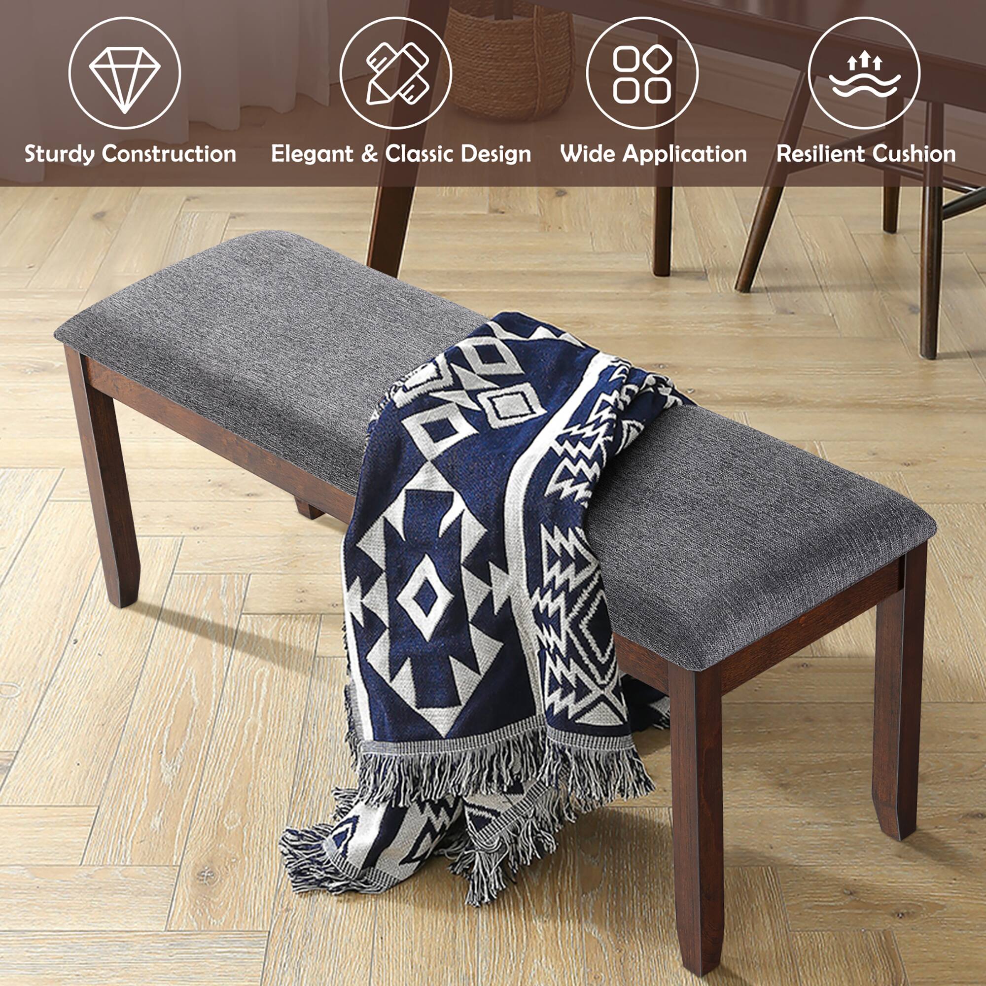 Sturdy Construction  
Elegant & Classic Design  
Wide Application  
Resilient Cushion