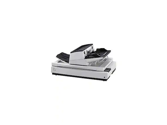 Front. Ricoh - Ricoh fi-7700 PA03740-B005 Duplex 600 DPI x 600 DPI Production-class ADF + Flatbed document scanner - White.