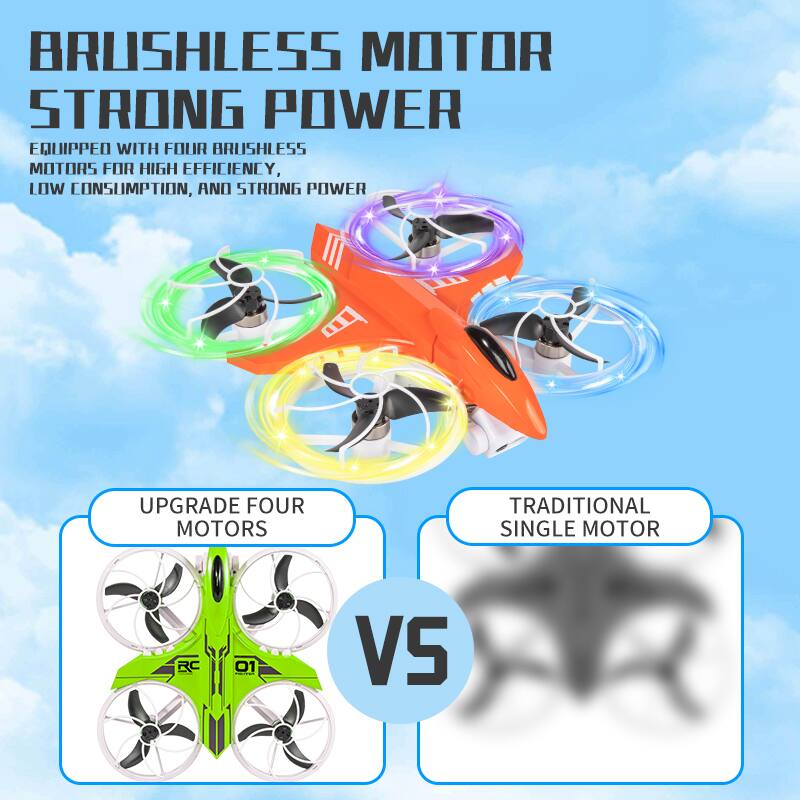 BRUSHLESS MOTOR STRONG POWER  
EQUIPPED WITH FOUR BRUSHLESS MOTORS FOR HIGH EFFICIENCY, LOW CONSUMPTION, AND STRONG POWER  

UPGRADE FOUR MOTORS  
TRADITIONAL SINGLE MOTOR  

RC - 01
