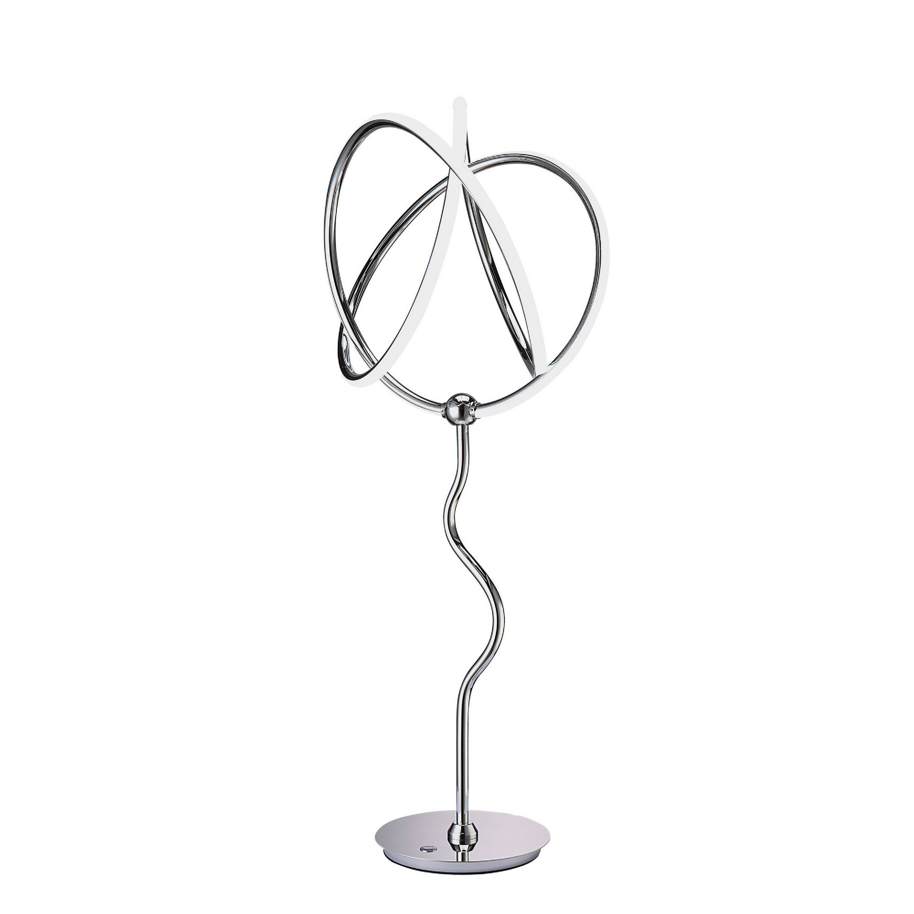Front. Manhattan Lane - Salt 33 Inch Table Lamp, Accent Twisted Design, LED Light, Chrome Metal - Chrome, Silver.