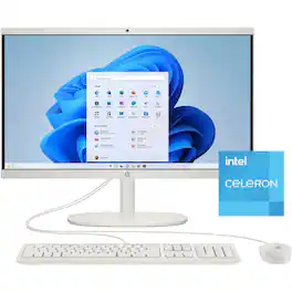 HP - 21.5" FHD All-in-One Desktop,Intel Celeron J4025,32GB RAM,2TB SSD,Win 11 Pro - Cashmere White