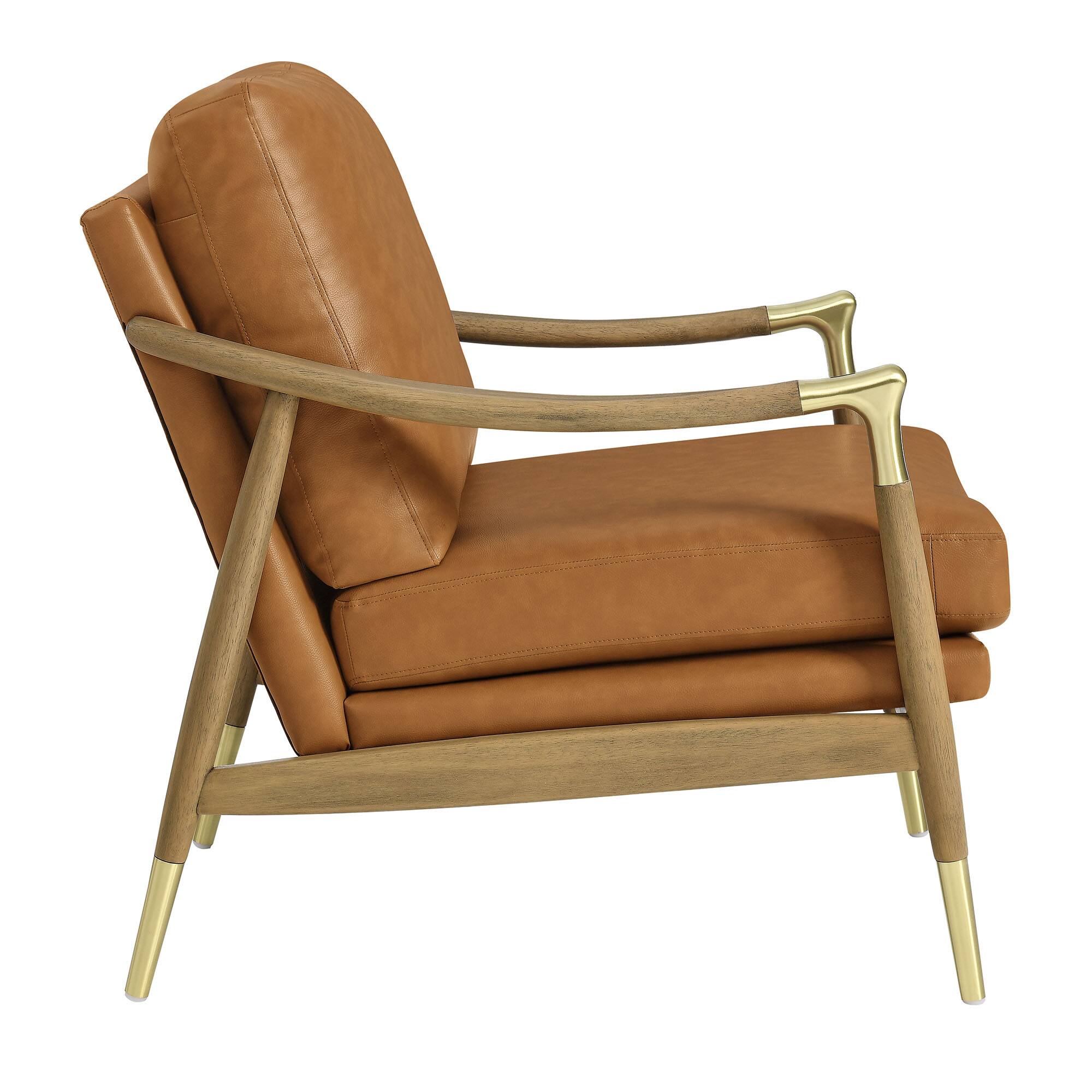 Back. Modway - Langford Vegan Leather Accent Armchair by Modway - Brown.