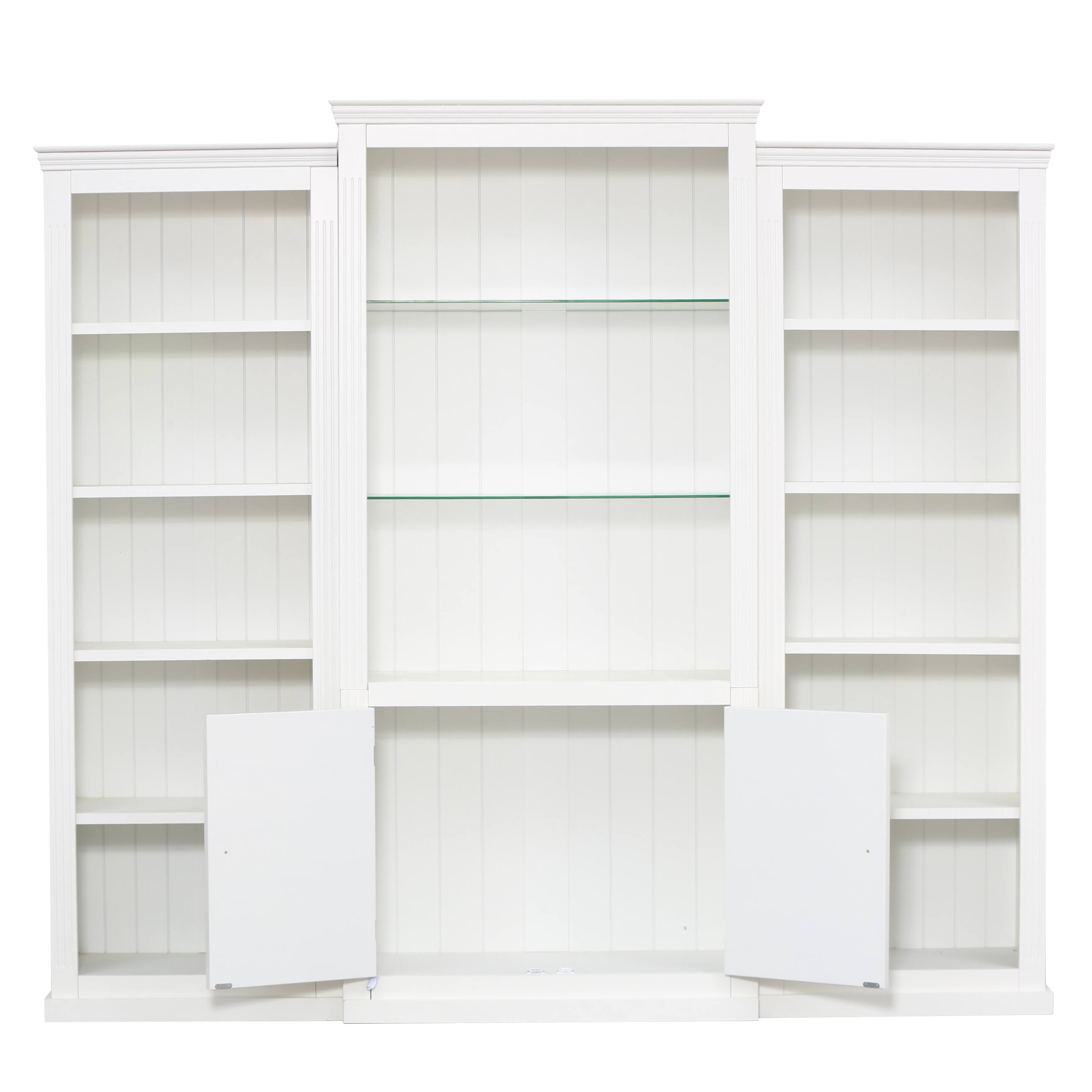 Alt View 9. Tiramisubest - 3-Pieces Bookcase Display Cabinet with 5 Colors Dimmable LED Ceiling Light,Retro Bookshelves with tempered glass shelves - White.