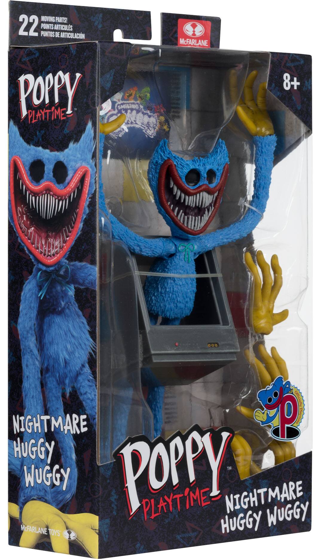 MOVING PARTS! 22 PUNTOS POINTS ARTICULS DE ARTICULACIN Porry PLAYTiME

McFARLANE
8+

Officially NIGHTMARE P Playtime HUGGY TM WUGGY POPPY PLAYTiME NIGHTMARE WUGGY McFARLANE TOYS HUGGY