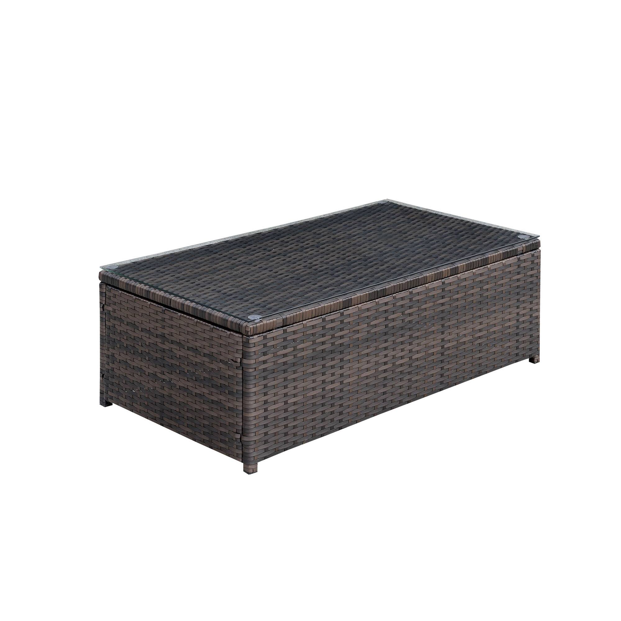 Manhattan Lane - Rectangular Faux Rattan and Aluminum Coffee Table with Glass Top - Brown price history on PriceWatchPro