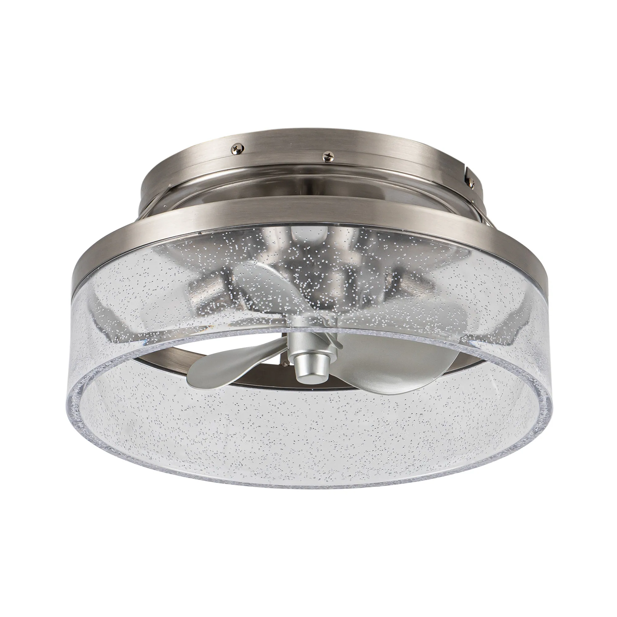 Alt View 6. Parrot Uncle - 12.6" Modern Satin Nickel Flush Mount Small Ceiling Fan with Light and Remote - Nickel.