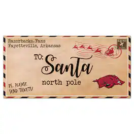 Fan Creations - Arkansas Razorbacks 6'' x 12'' Letter to Santa Sign - Multicolor