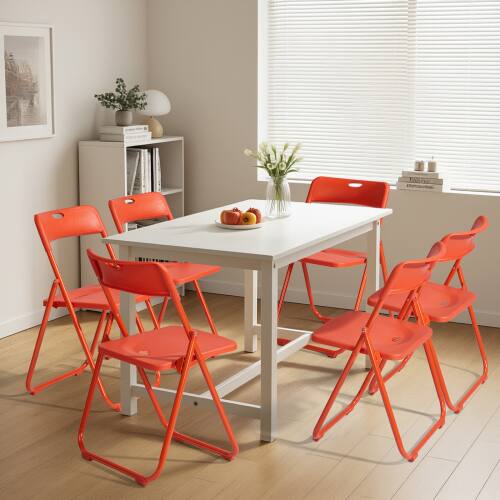 Alt View 7. Winado - 6PCS Plastic Folding Chairs Portable Commercial Seat for Outdoor Indoor Events, Dinning, Wedding, Party, Office, Camping - Orange.