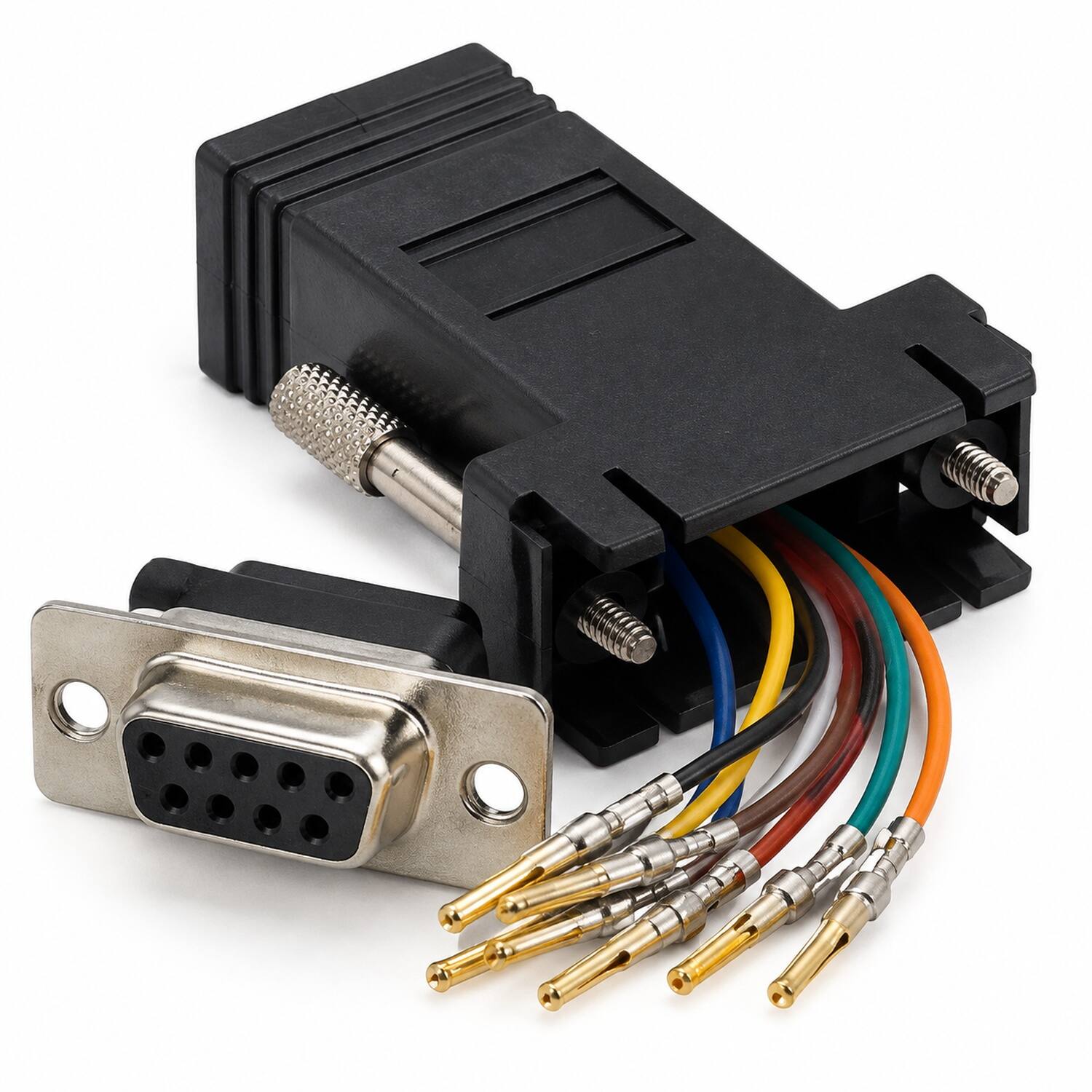 Angle. Sanoxy - DB9 Female to RJ-45 Modular Adapter - Black.